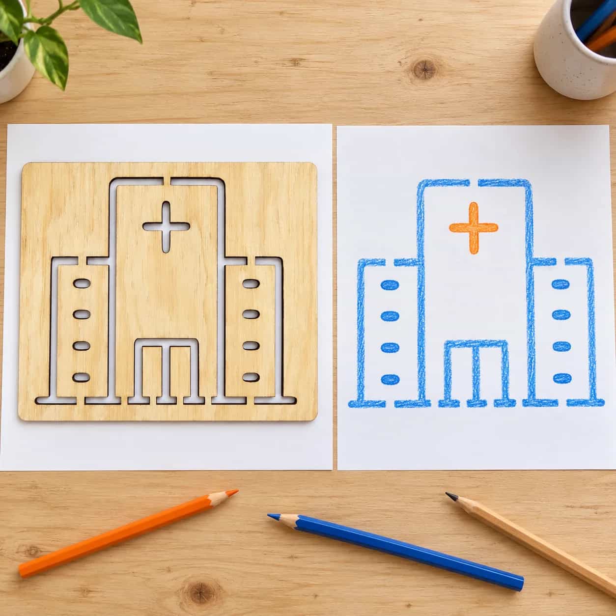 KresliSoMnou – Pochoir à dessiner – Objets – Hôpital