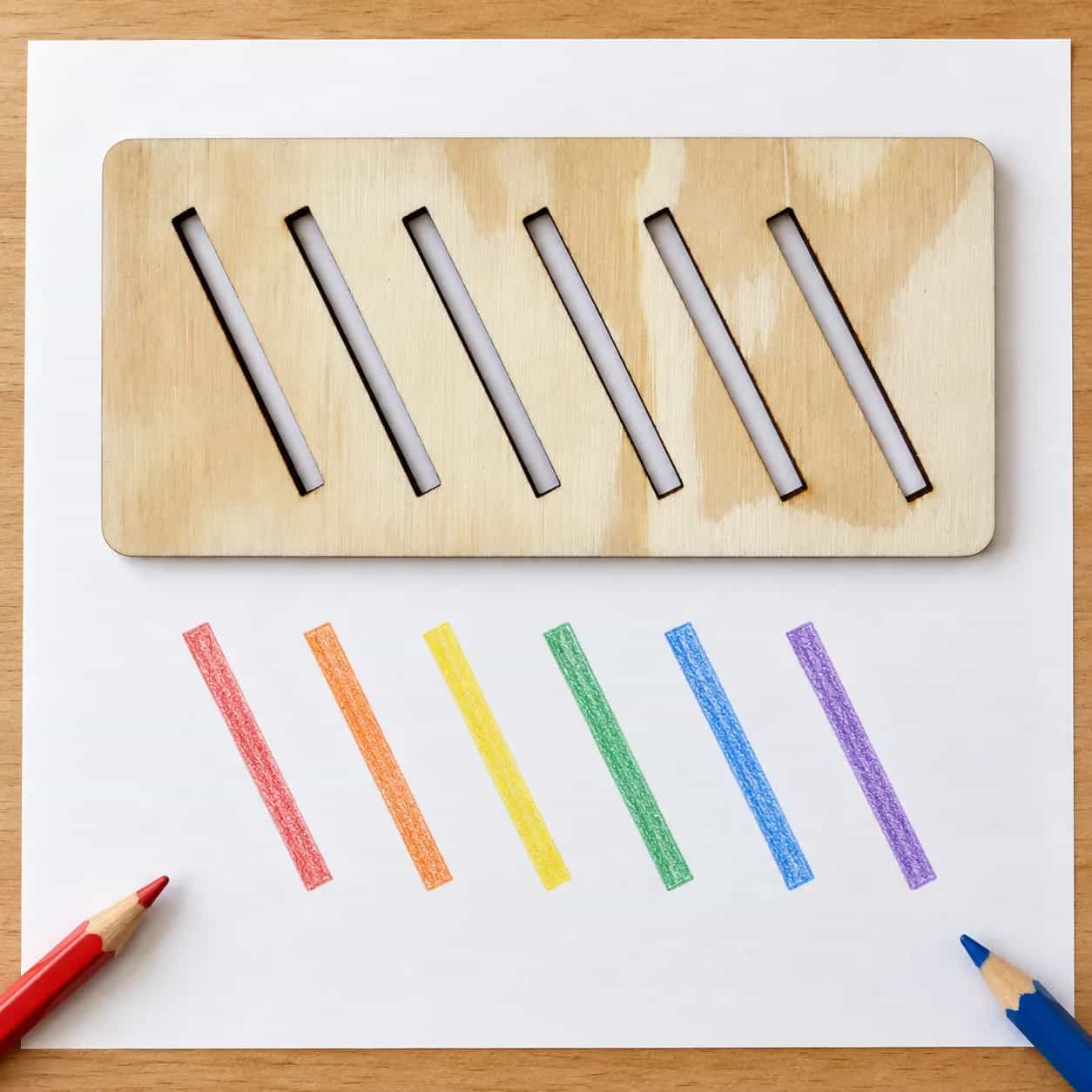 MINI-Graphomotorik-Schablone (ca. 15 cm) – Schräge Streifen