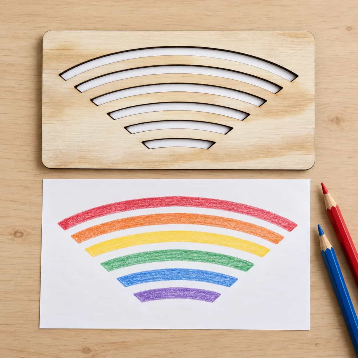 MINI Grafomotorik-Schablone (ca. 15 cm) – Regenbogen