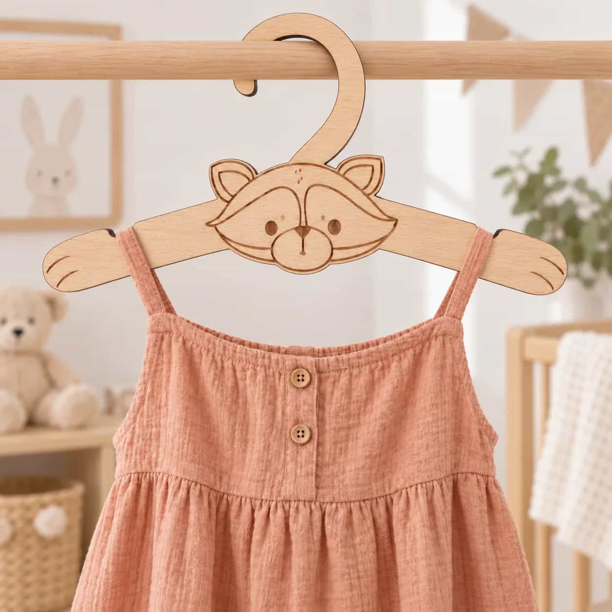 Kindergarderobe aus Holz – Waschbär