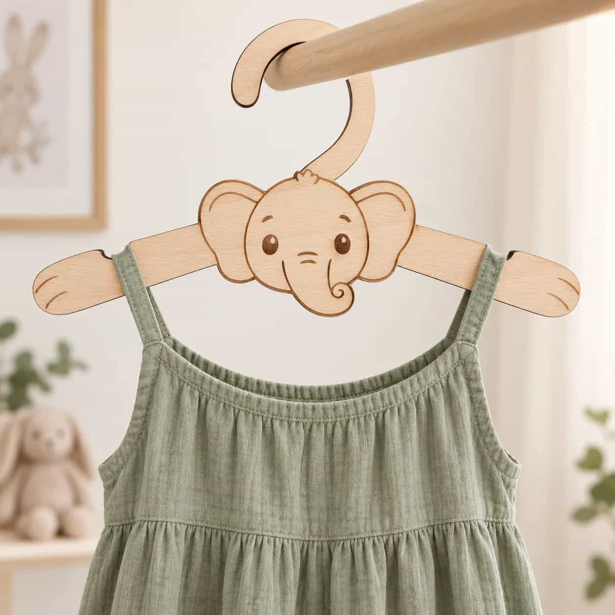 Kindergarderobe aus Holz – Elefant