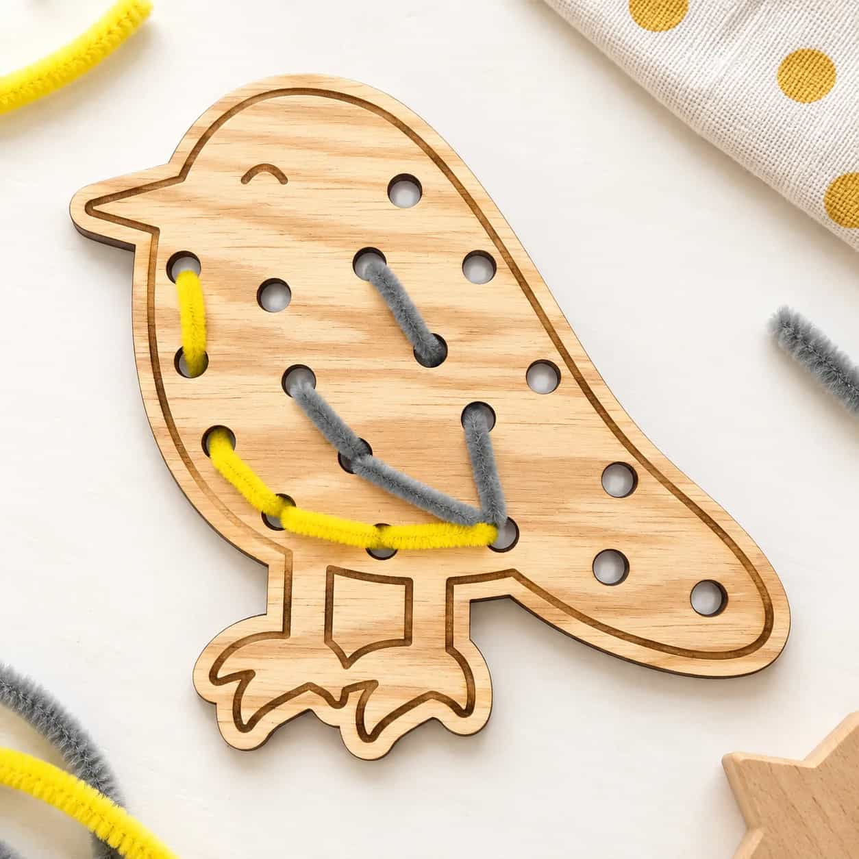Holzformen zum Fädeln - MaxiDots - Vogel