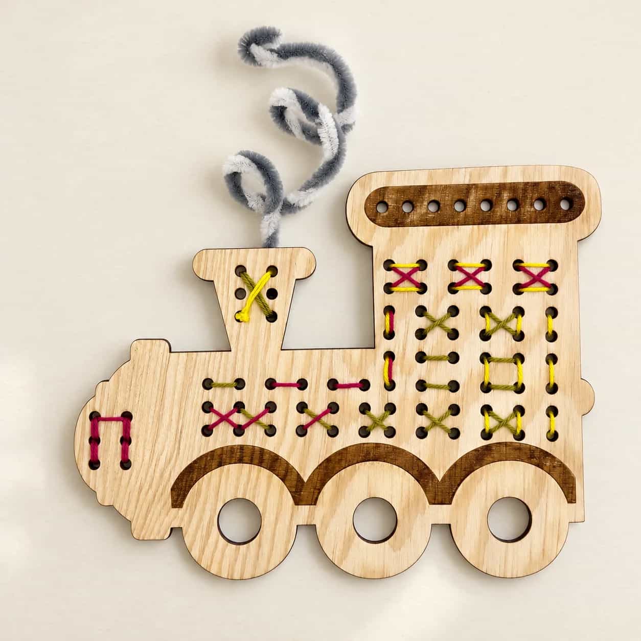 Holz-Fädelform MiniDots – Zug
