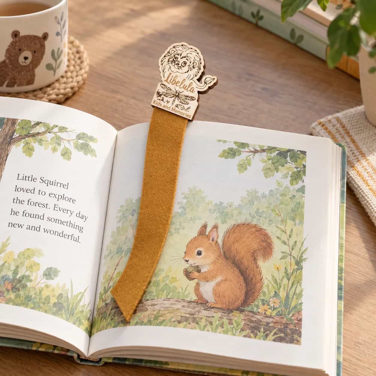 Marque-page en bois à motif animalier