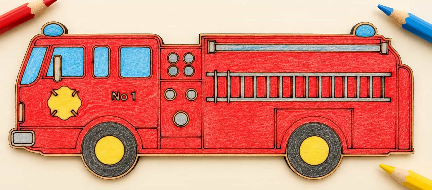 PaintMe – Drevená omaľovánka – Autá – Požiarnické auto (Hasič)