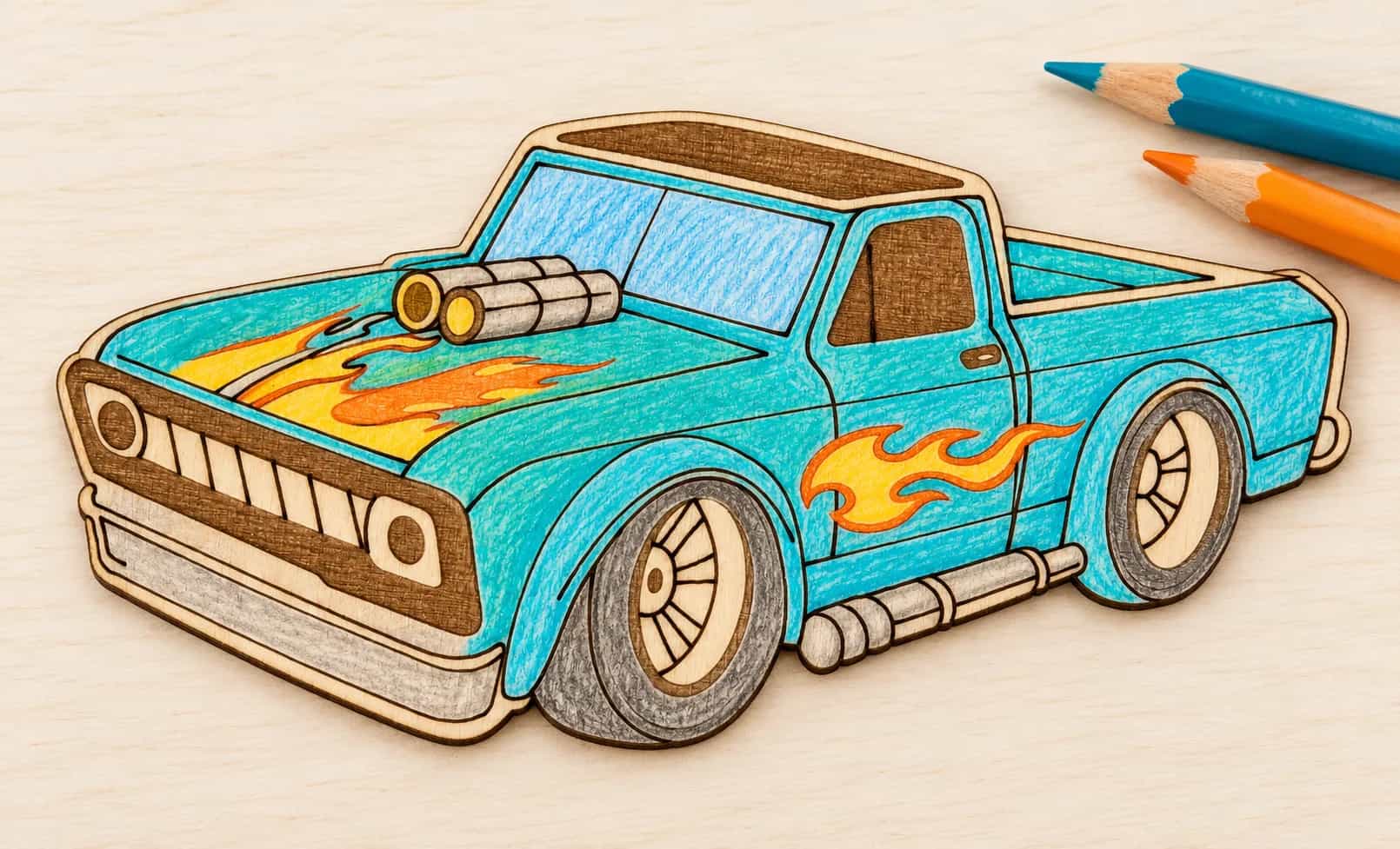 PaintMe – Drevená omaľovánka – Autá – Retro Pickup