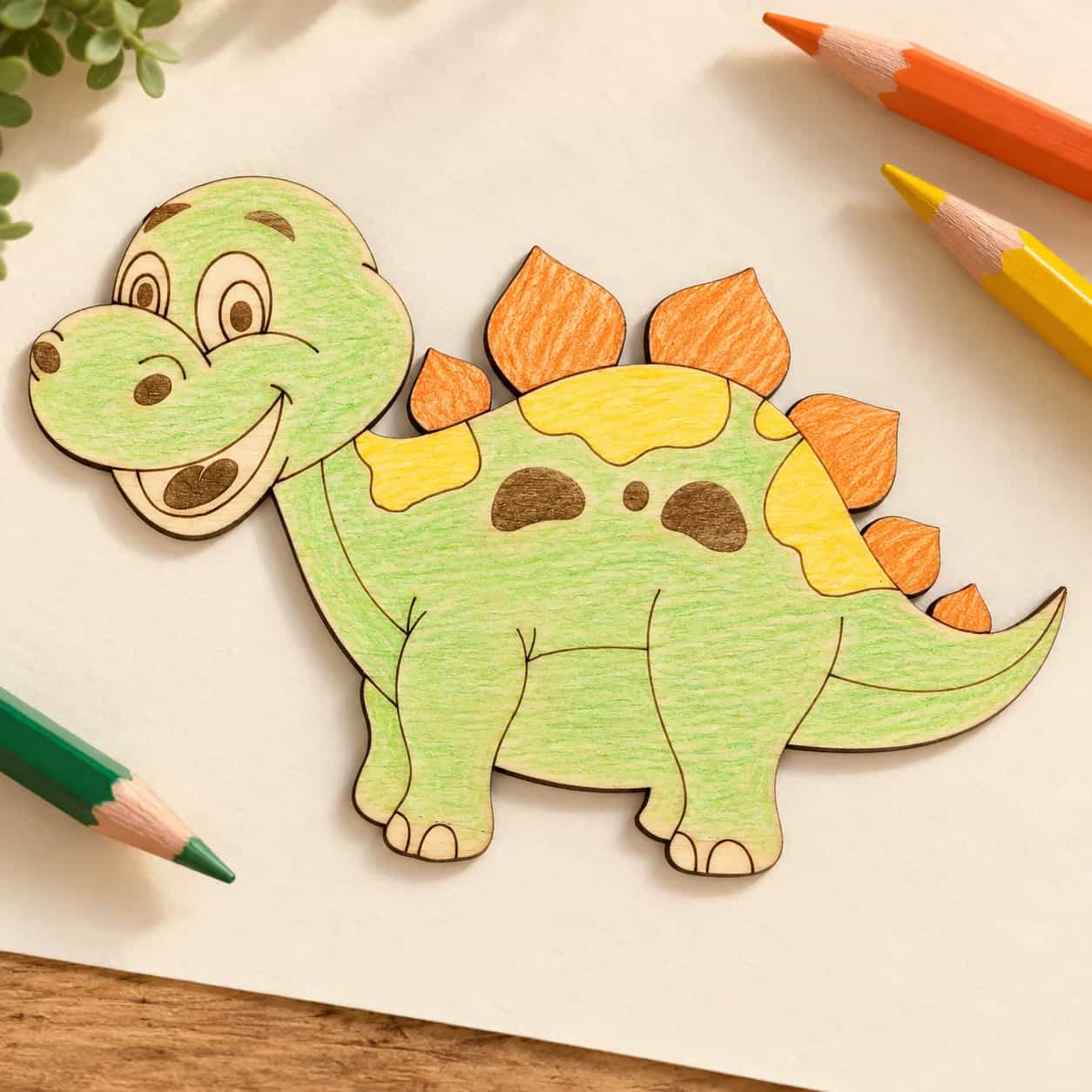 PaintMe - Drevená omaľovánka - Dino - Stegosaurus (baby)