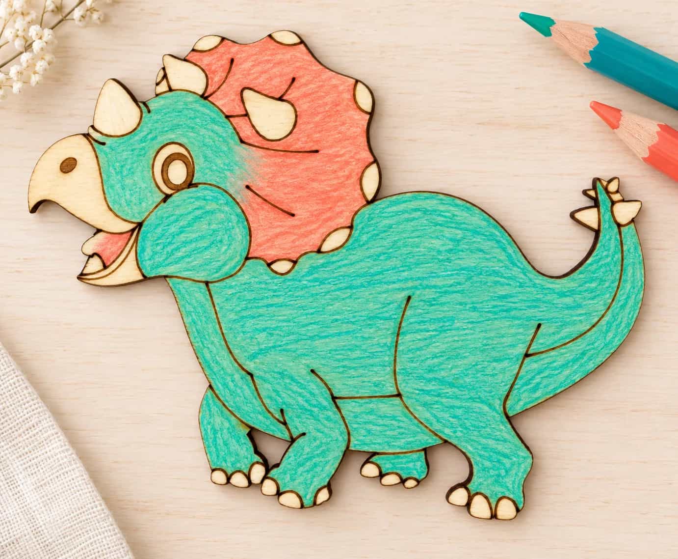 PaintMe – Drevená omaľovánka – Dino – Triceratops