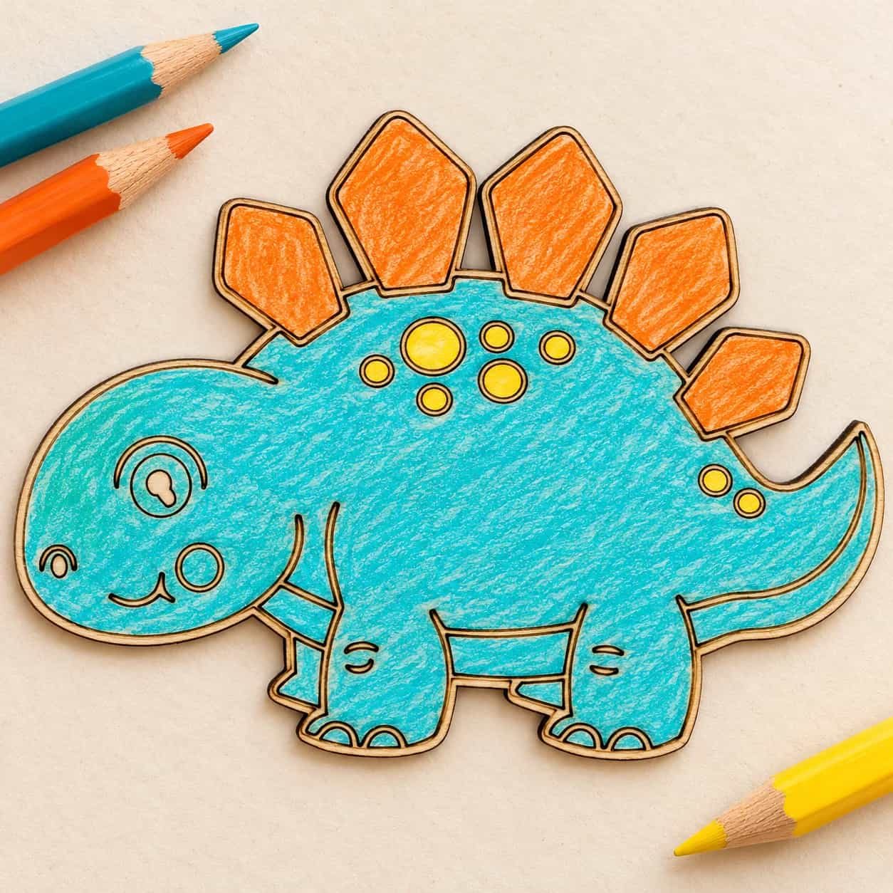 PaintMe - Drevená omaľovánka - Dino - Stegosaurus (baby)
