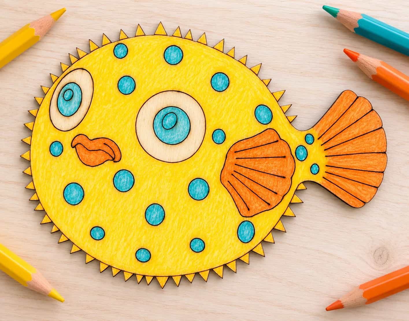 PaintMe – Drevená omaľovánka – Ocean – Ryba fugu (nafukovacia ryba)