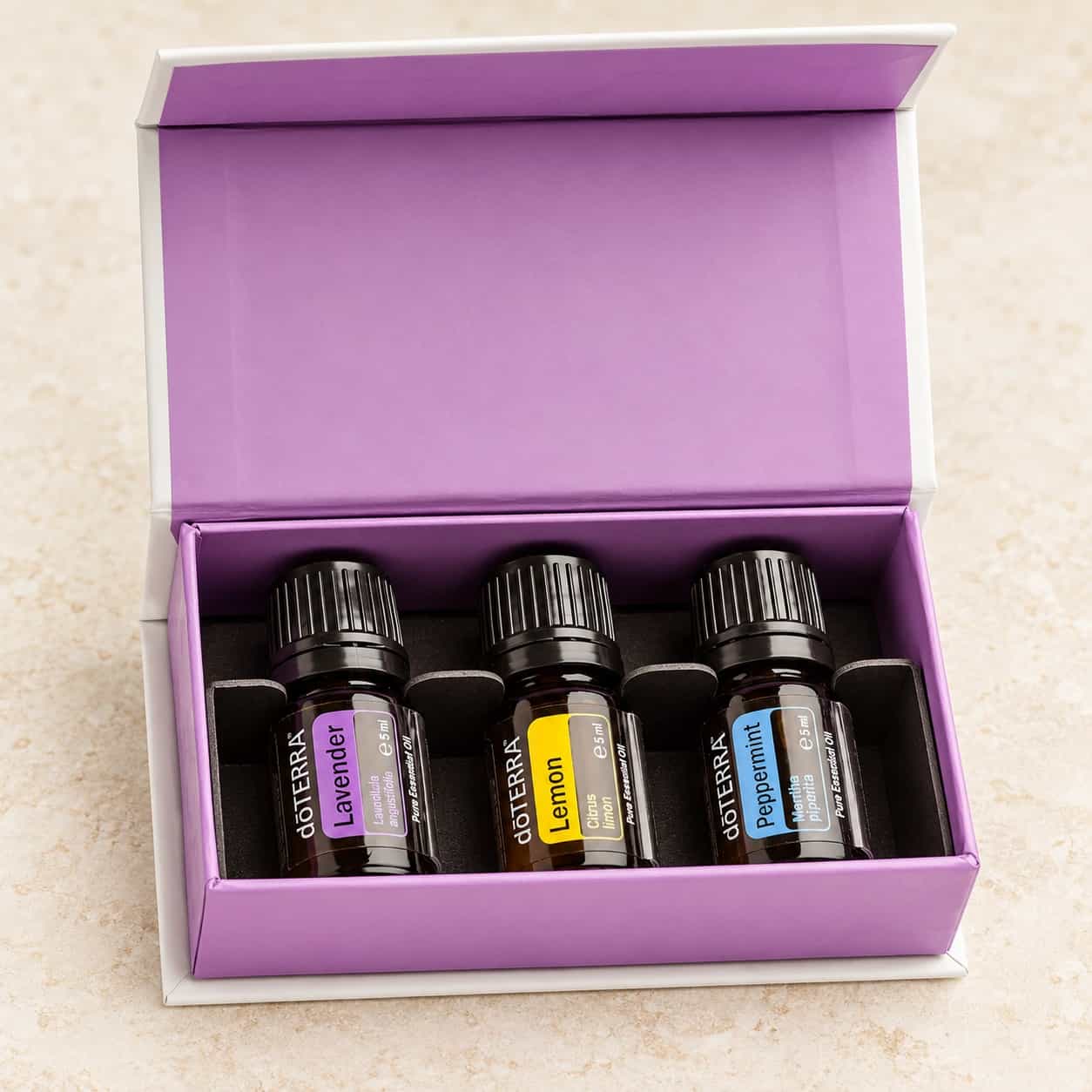 doTERRA Introductory Kit — levanduľa, citrón, mäta pieporná, 3 × 5 ml
