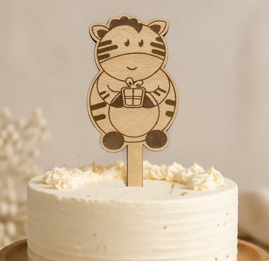 Décor à gâteau en bois – Zèbre