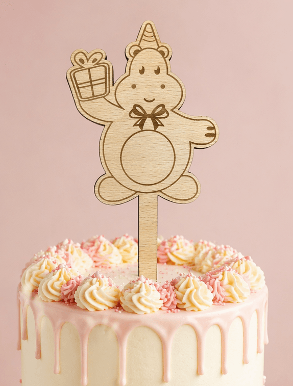 Décor à gâteau en bois – Hippopotame