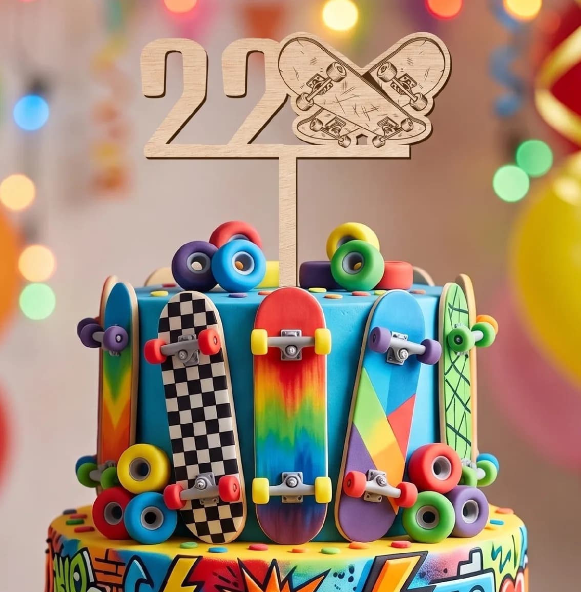 Topper na tort - Urodziny - Deskorolka