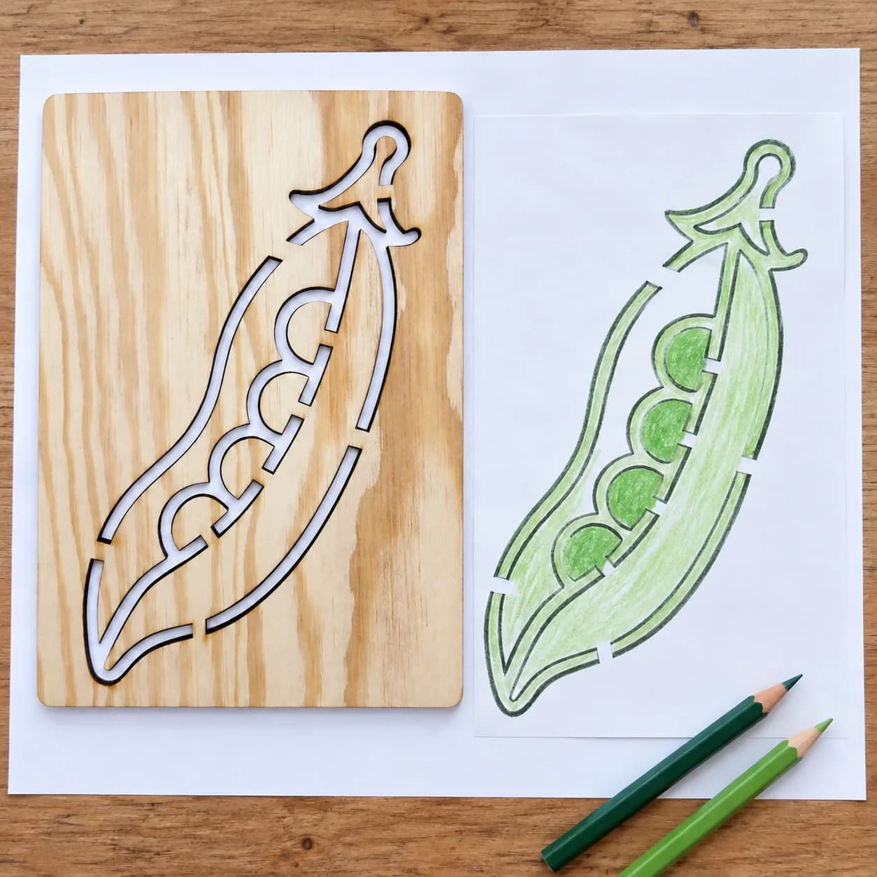 Șablon de desen – Legume-Fructe – Păstaie de mazăre