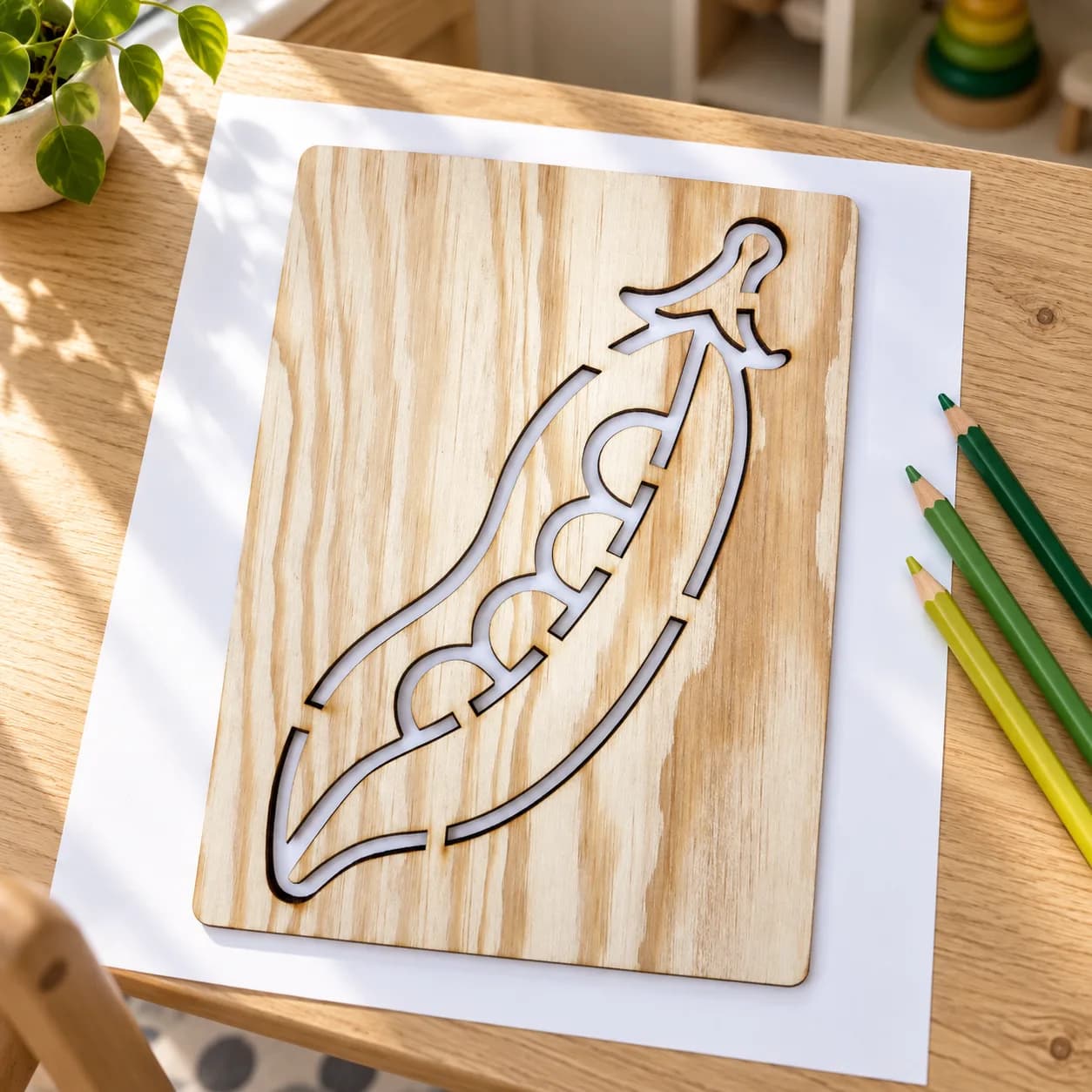 Șablon de desen – Legume-Fructe – Păstaie de mazăre