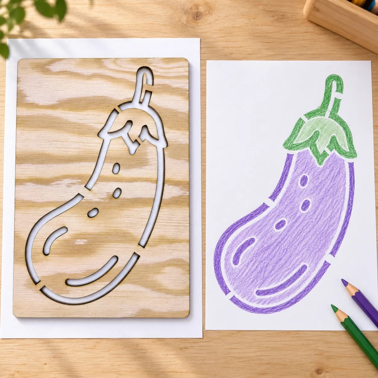Șablon de desen – Legume și fructe: Vânătă
