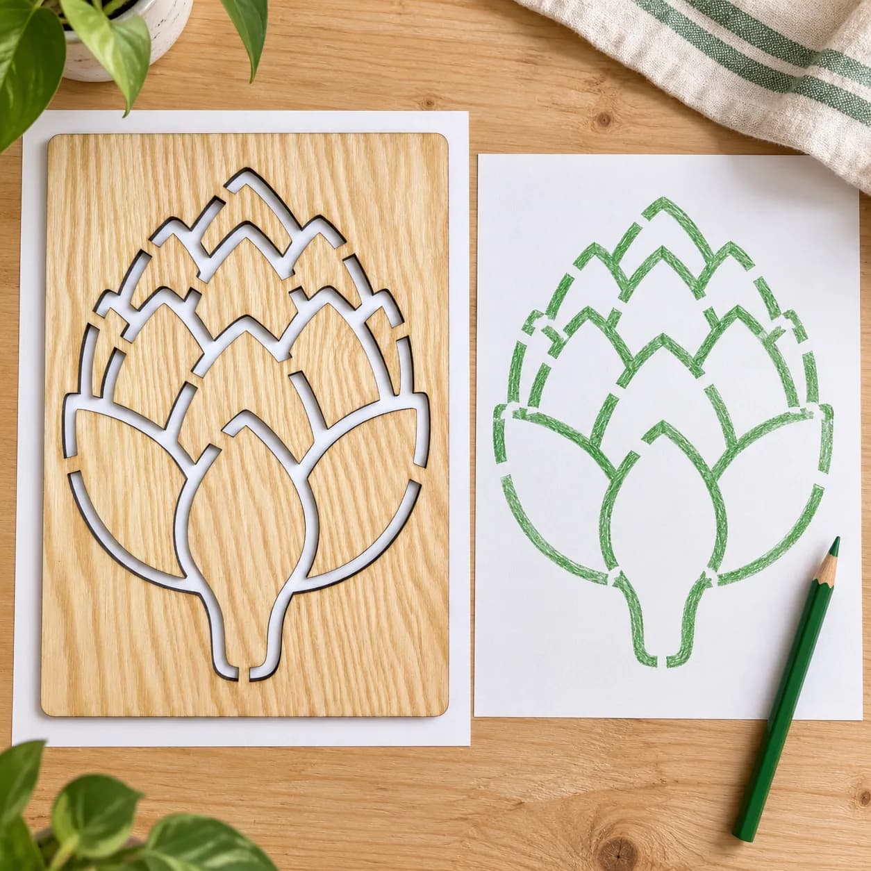 Pochoir à dessiner – Légumes et fruits – Artichaut