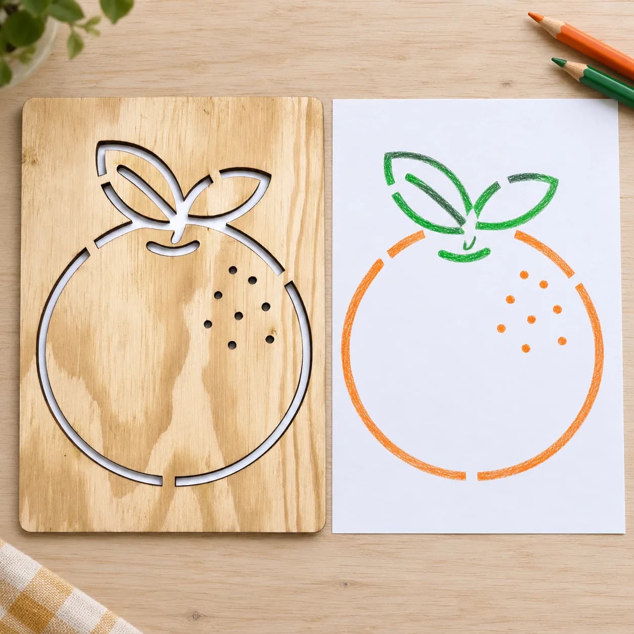 Zeichenschablone – Gemüse & Obst – Orange
