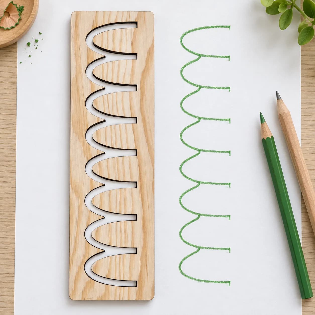 Pochoir graphomoteur MIDI (env. 20 cm) – Arcs étroits