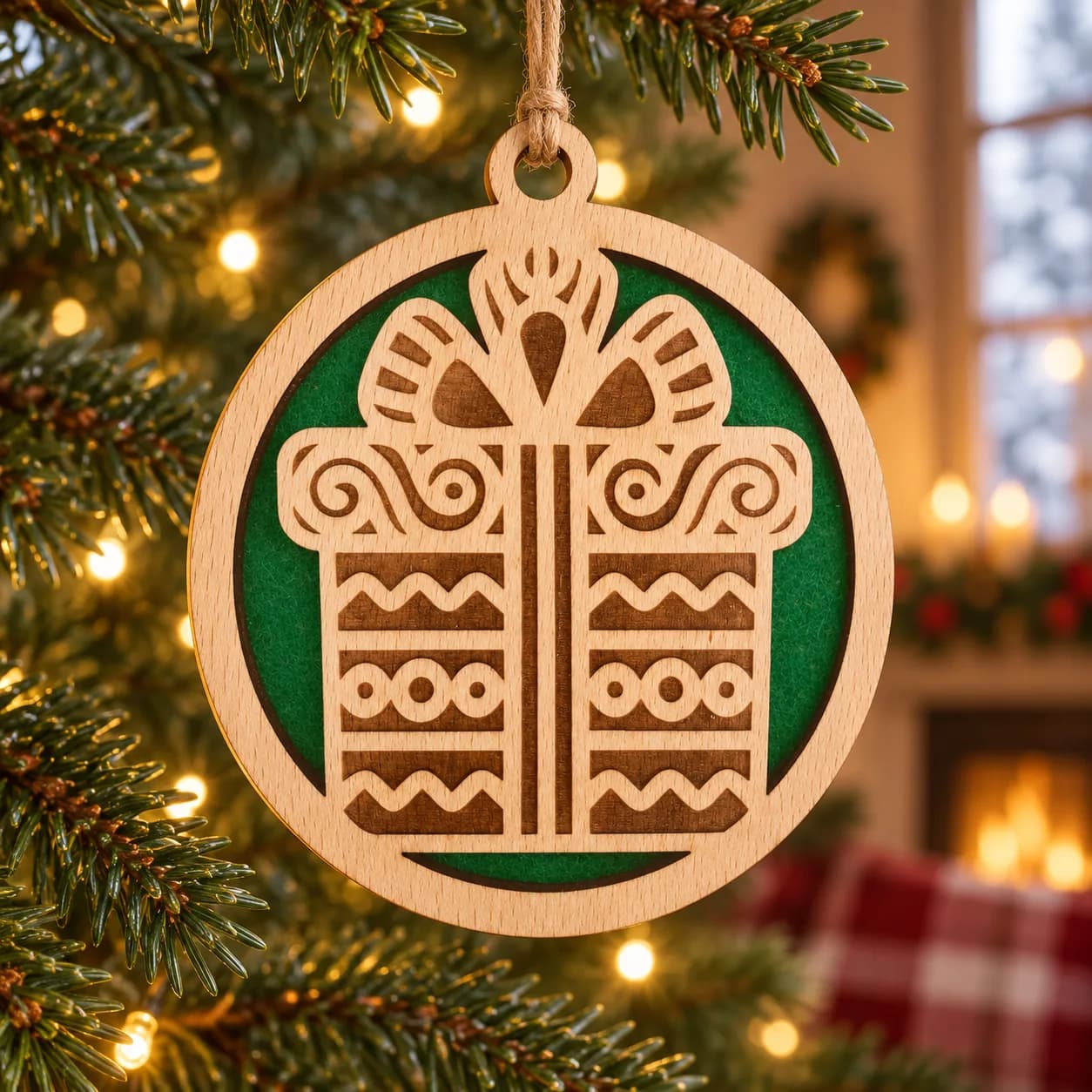 Weihnachtsanhänger aus Holz mit Weihnachtsmotiv 6