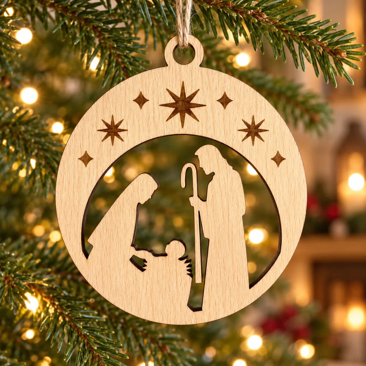 Holz-Christbaumschmuck Heilige Nacht 3