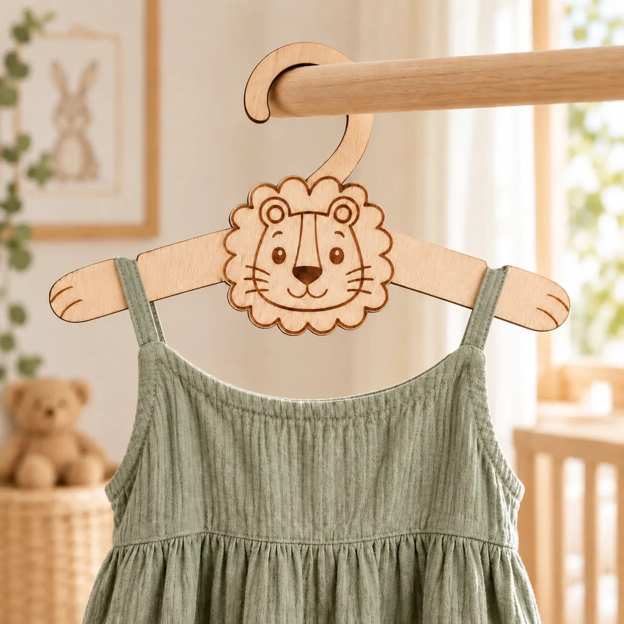 Drewniany wieszak dziecięcy – Lew