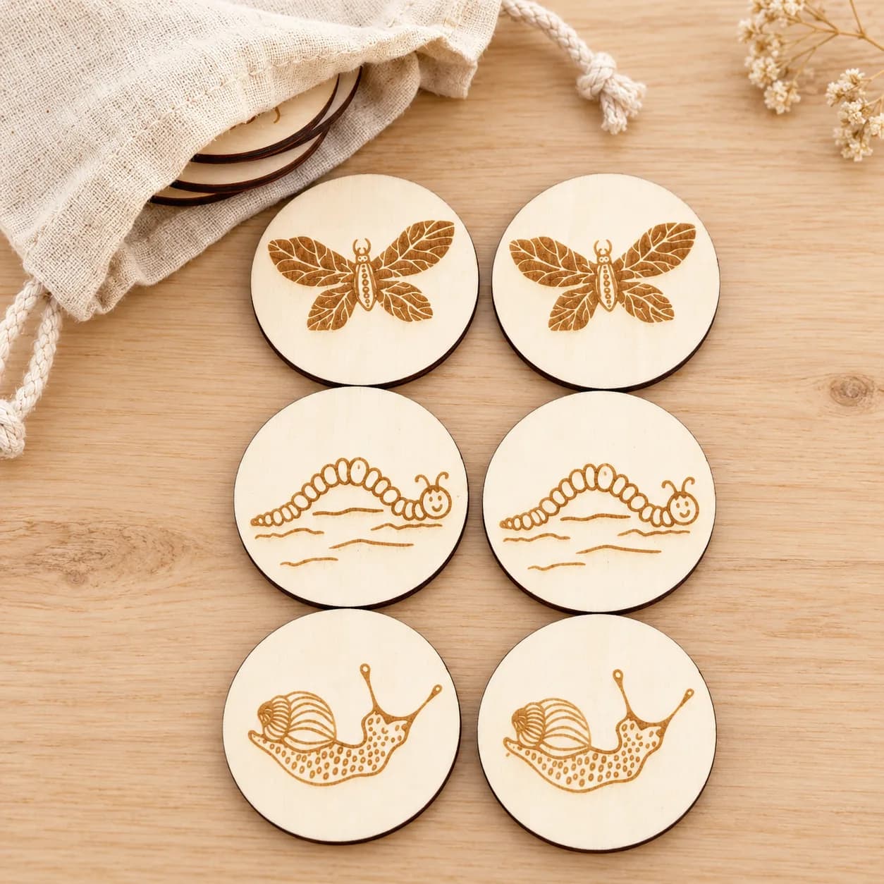 Jeu de mémoire en bois – Insectes