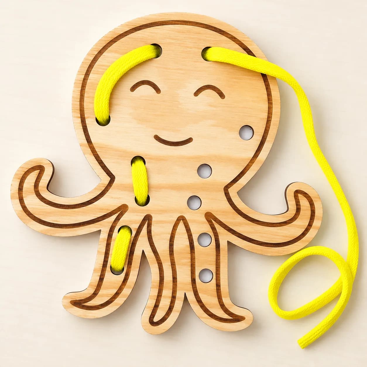 MaxiDots Fädelfigur aus Holz – Oktopus