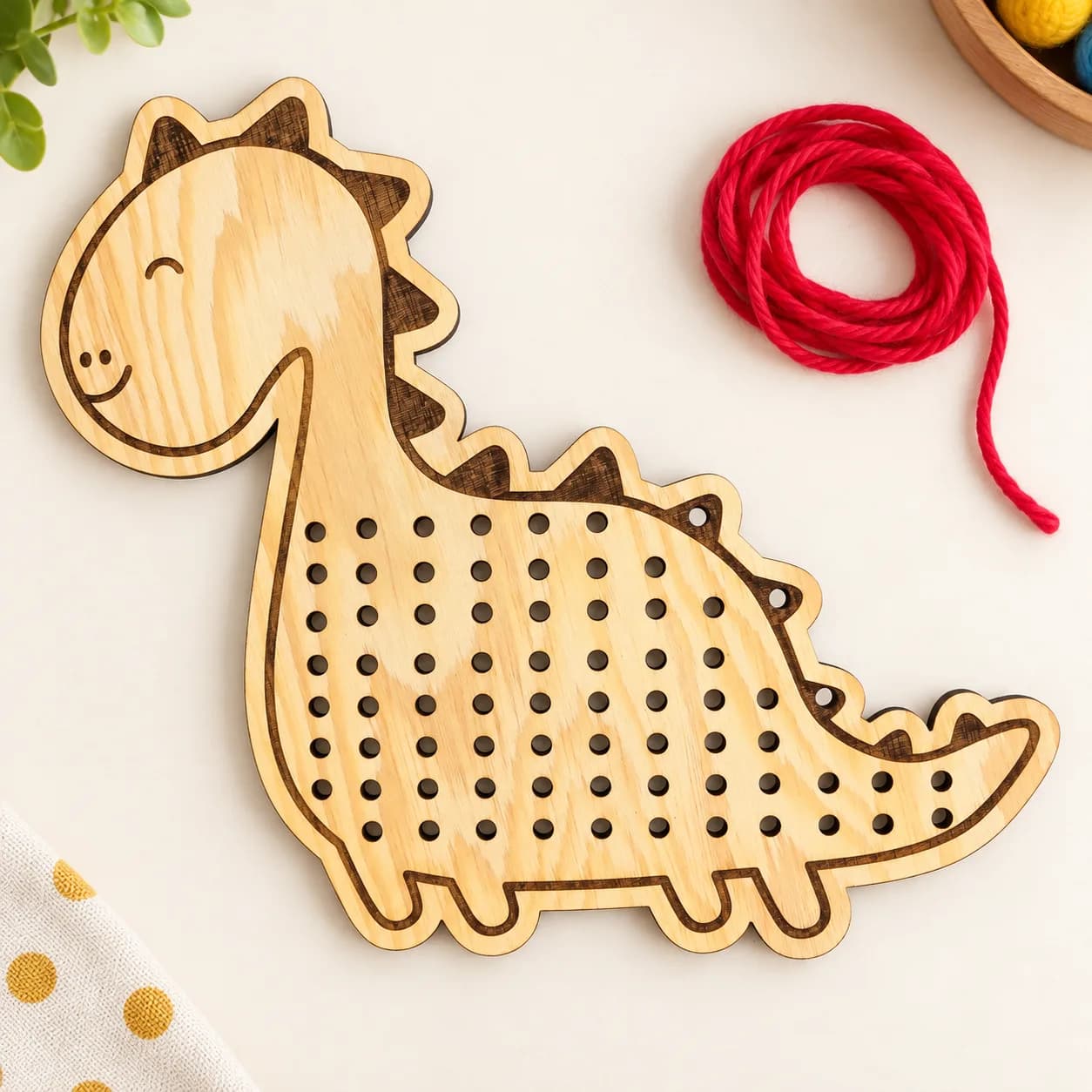 Fűzős fatábla – MiniDots – Dinoszaurusz