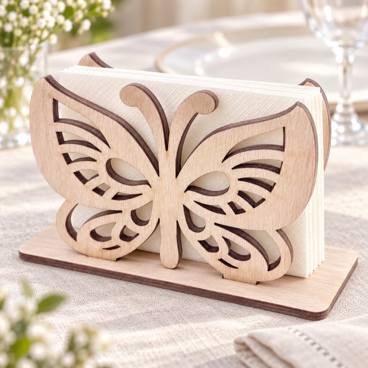 Porte-serviettes en bois – Papillon