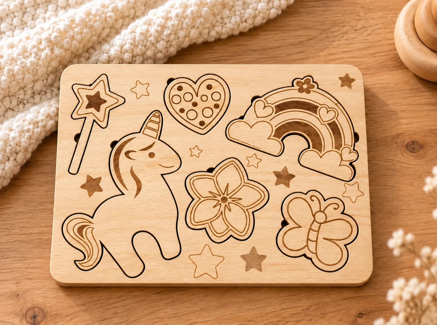 Mysli&Vlož mini – Monde des fées – Petit puzzle à encastrer en bois
