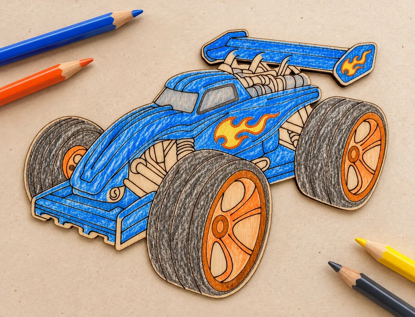 PaintMe - Holz-Ausmalbild - Autos - Dragster