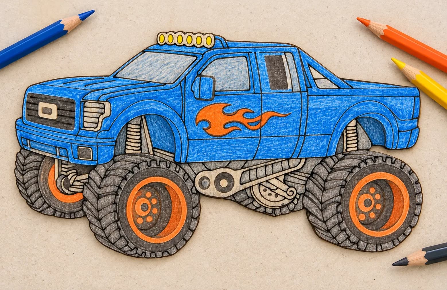 PaintMe – Dřevěná omalovánka – Auta – Monster Truck