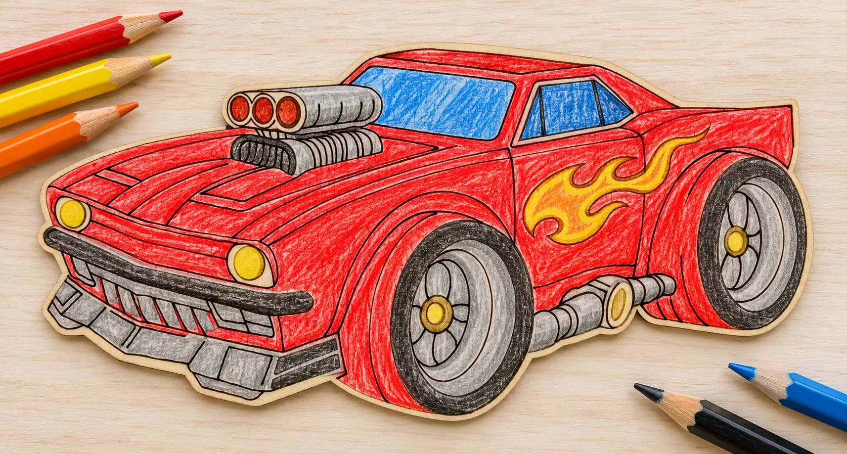 PaintMe – Dřevěná omalovánka – Auta – Tuning muscle car