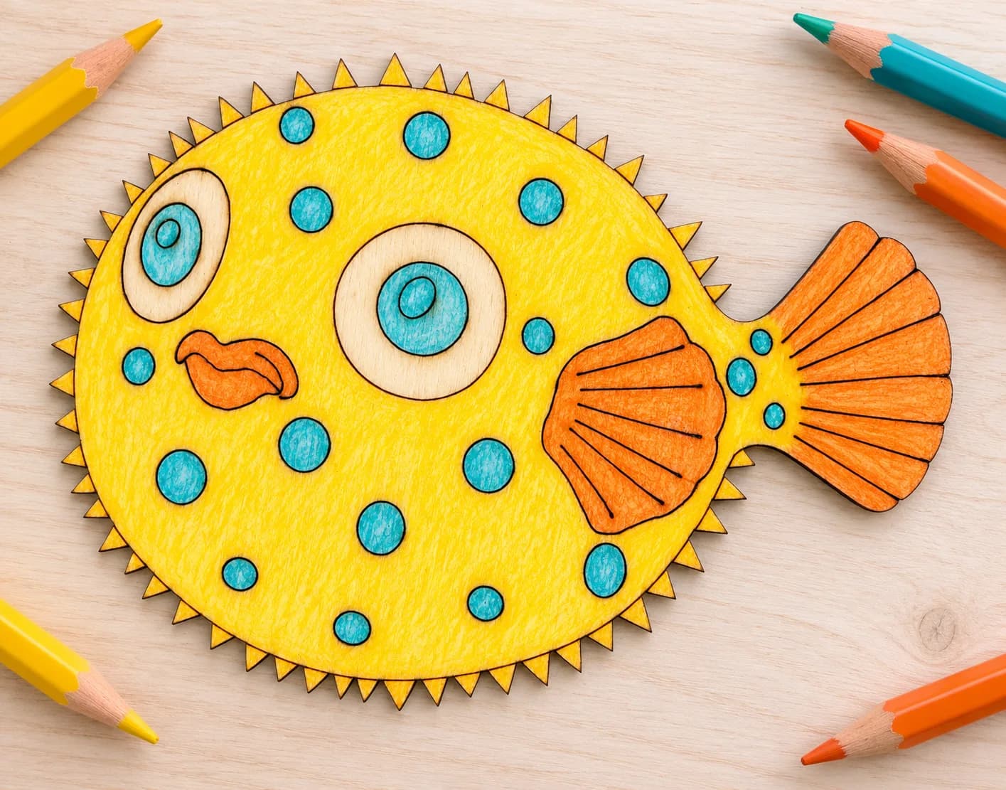 PaintMe – Drevená omaľovánka – Ocean – Ryba fugu (nafukovacia ryba)