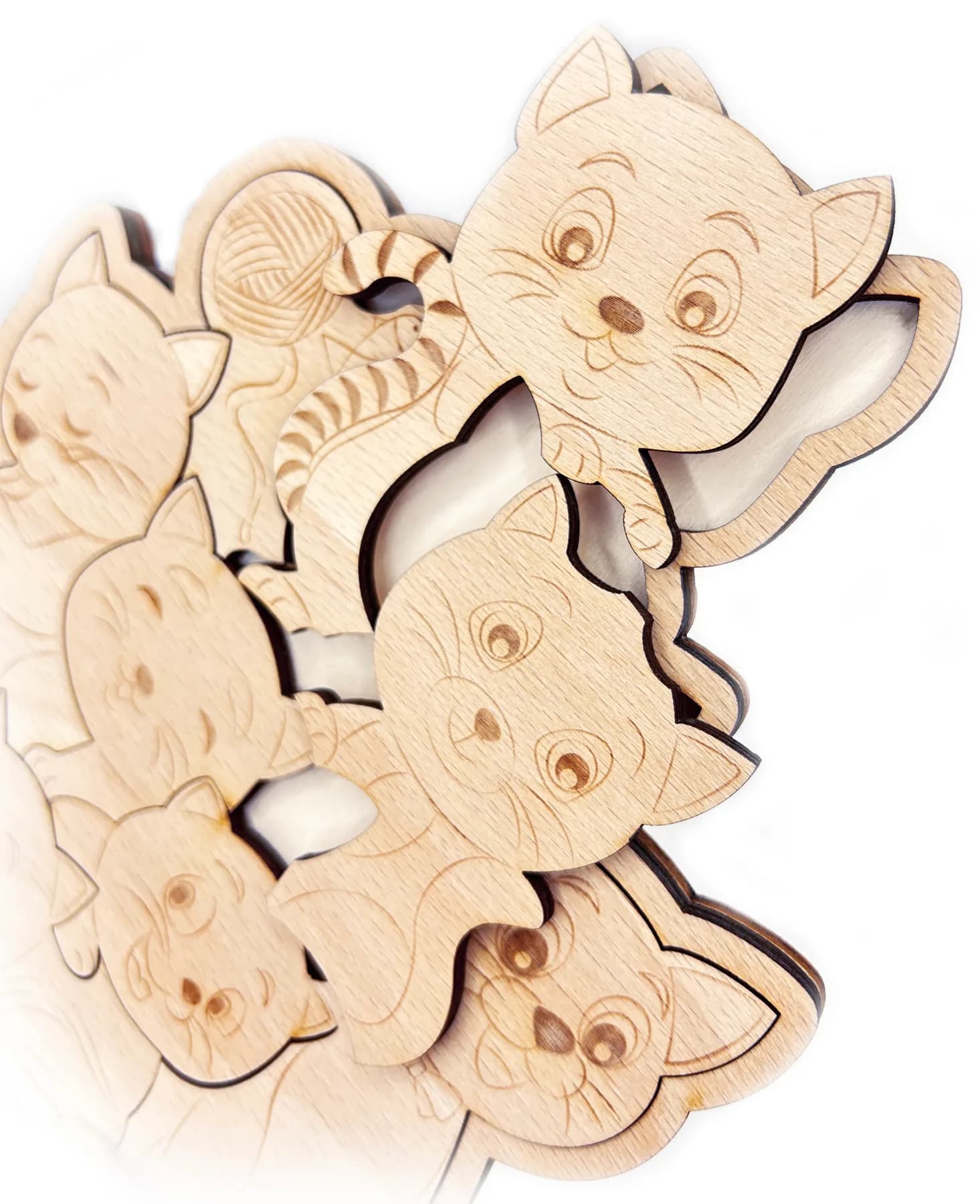 Mysli&Vlož – Puzzle încastrat din LEMN – Pisicuțe