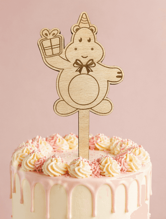 Décor à gâteau en bois – Hippopotame