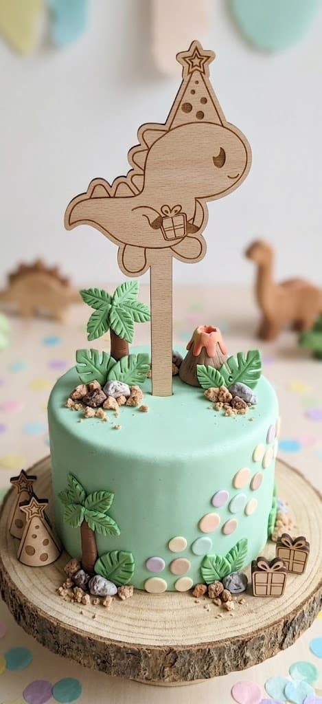 Décor à gâteau en bois – Dino