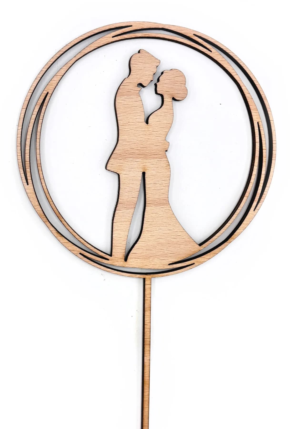 Holz-Tortenstecker zur Hochzeit – Braut und Bräutigam, Motiv 1