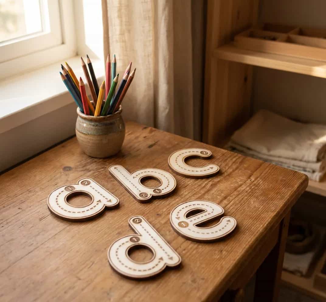 Montessori-Buchstaben aus Holz – Kleinbuchstaben (26er-Set)