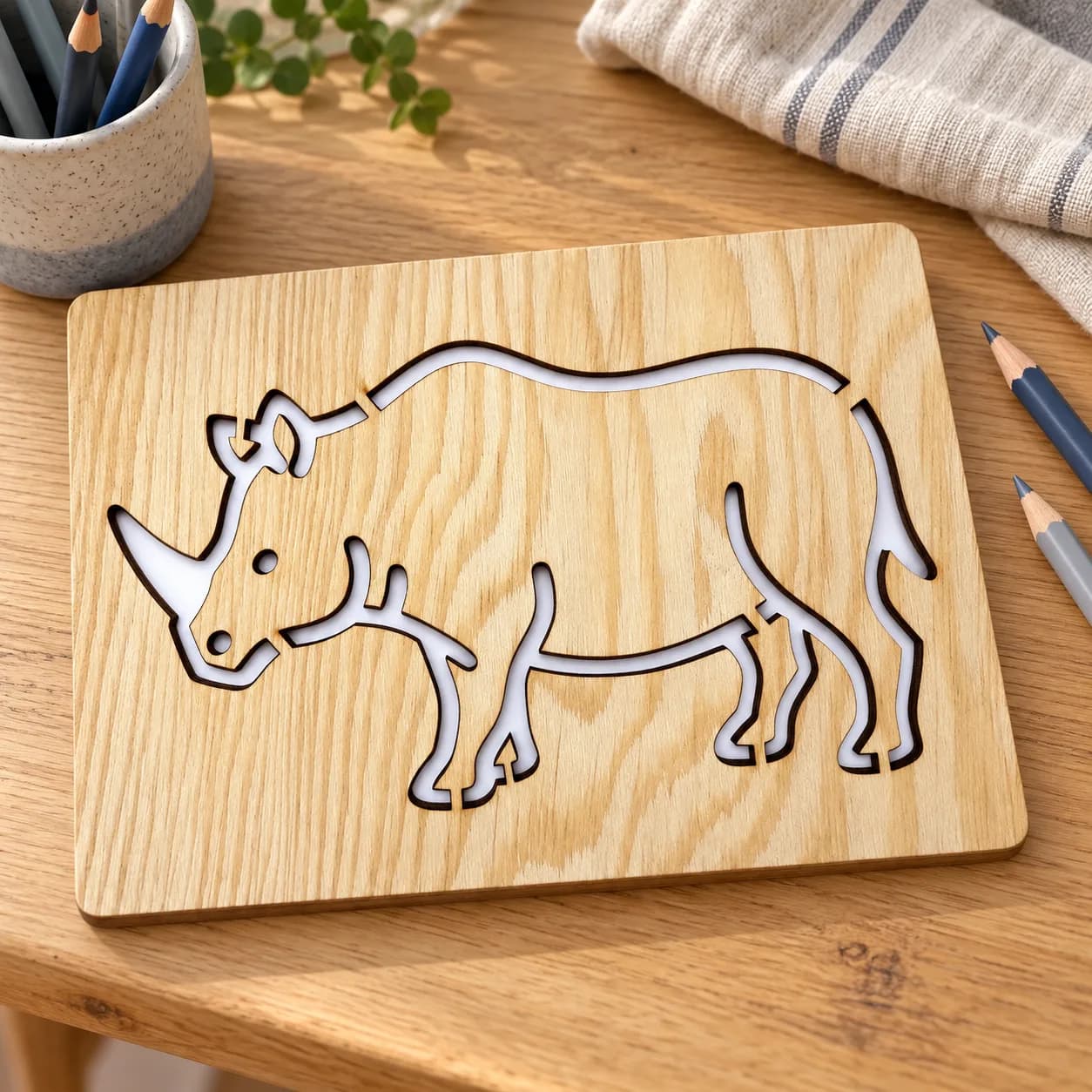 Șablon de desen Safari – Rinocer, varianta 2