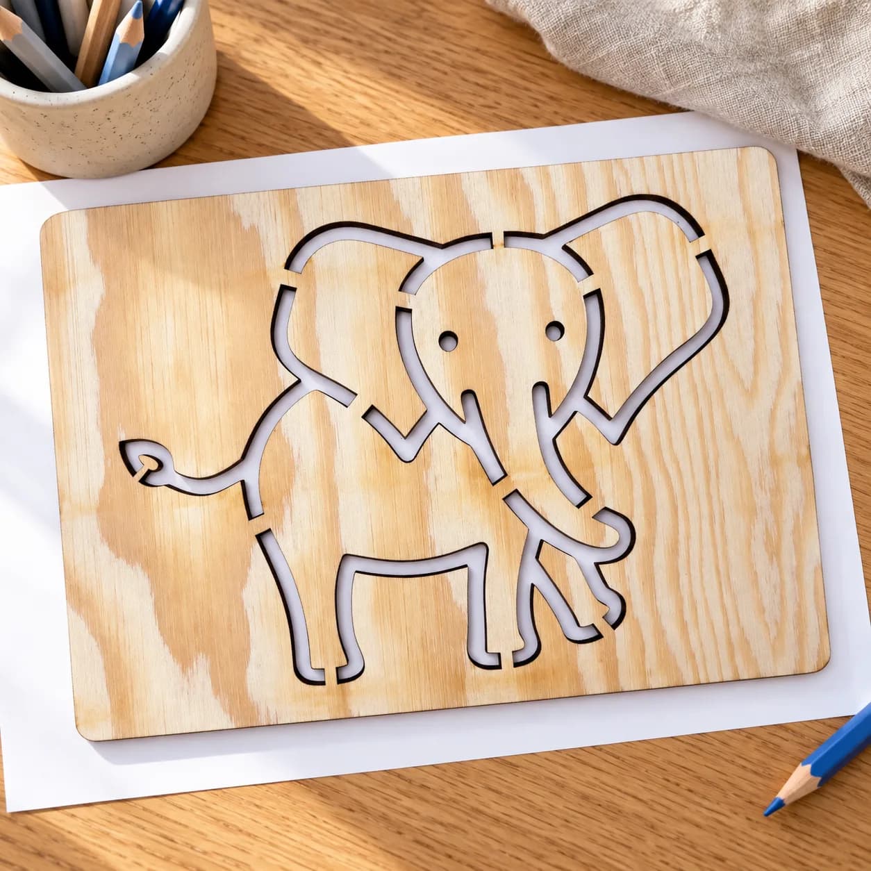 Zeichenschablone Safari – Elefant, Variante 2
