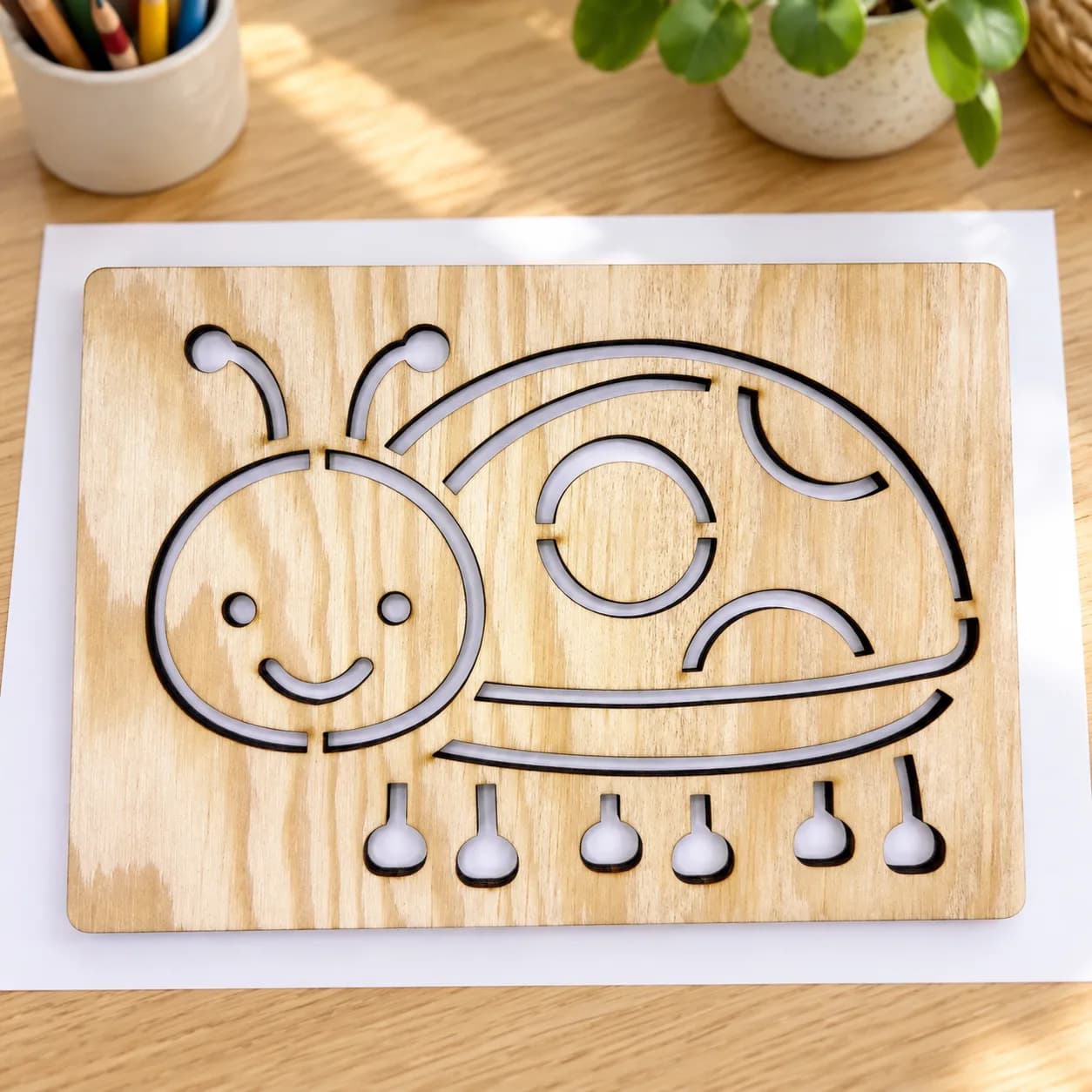 Pochoir à dessiner Petites bêtes, escargots et vers – Coccinelle