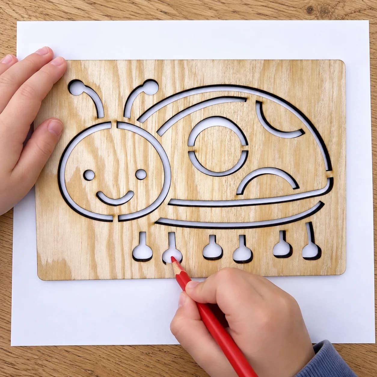 Pochoir à dessiner Petites bêtes, escargots et vers – Coccinelle