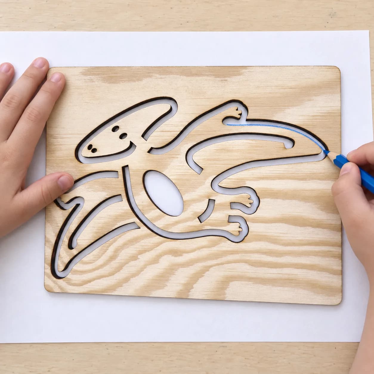 Șablon de desen Dinozauri – Pterodactil, varianta 2