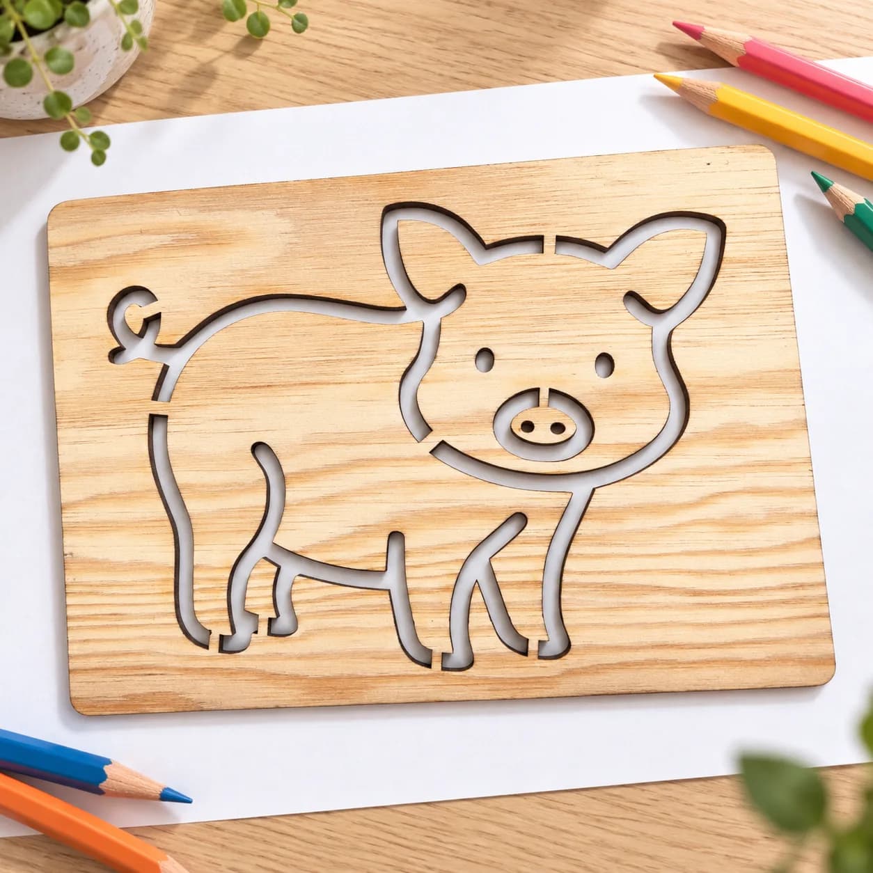Zeichenschablone – Bauernhof – Schweinchen, Variante 2