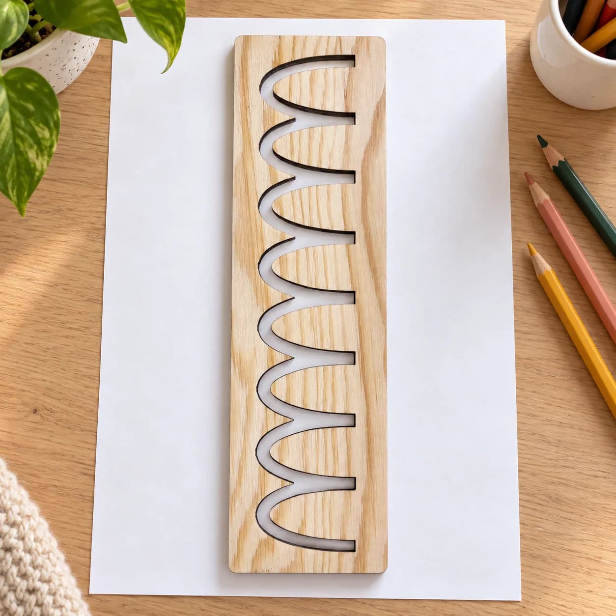Pochoir graphomoteur MIDI (env. 20 cm) – Arcs étroits