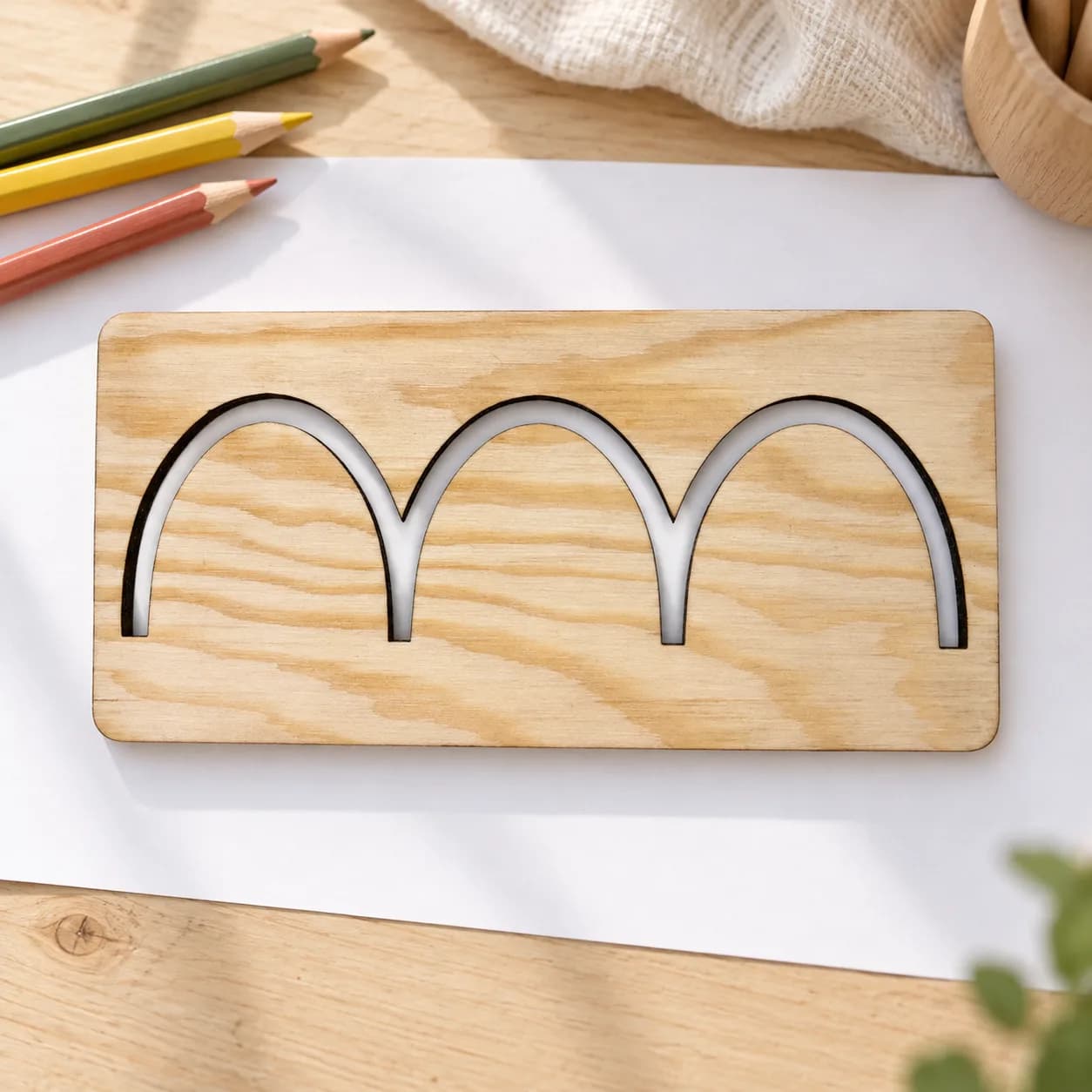 Șablon grafomotric MINI (cca. 15 cm) – Arce duble