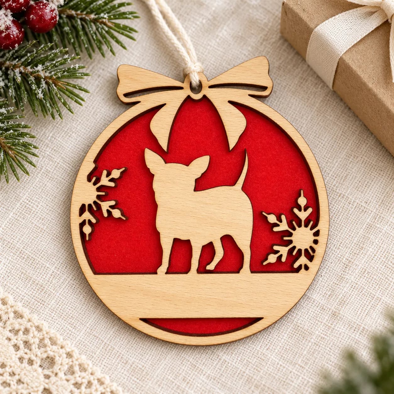 Weihnachtsschmuck aus Holz mit Motiv 29
